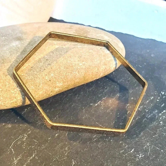 Vintage Y2K 90s Grunge Bronze Textured Metal Bangle Bracelet - Picture 6 of 14